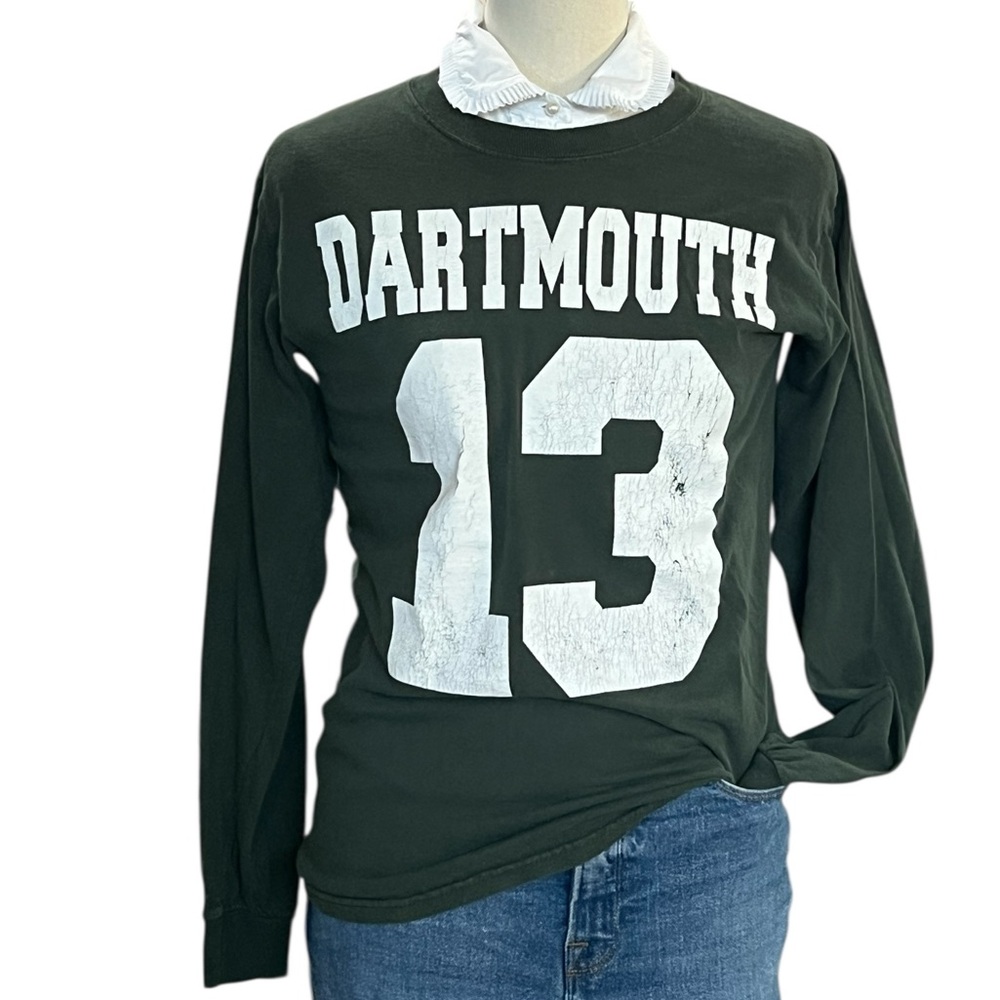 Dartmouth collegiate Gildan Dark Green Long Sleeve cotton Tee size small roomy